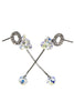 lovely circle crystal line silver earrings