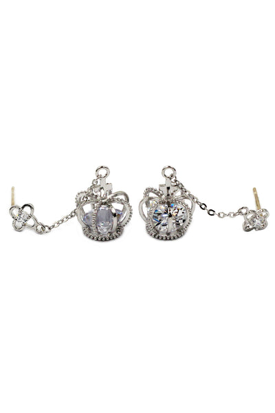 mini crown and pendant crystal earrings