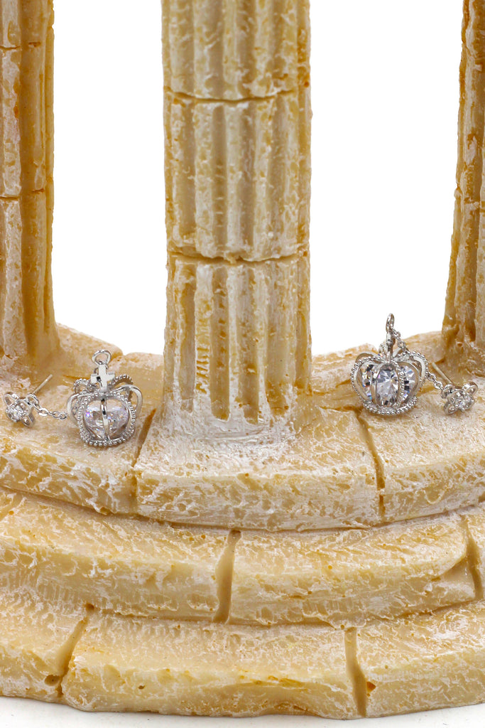 mini crown and pendant crystal earrings