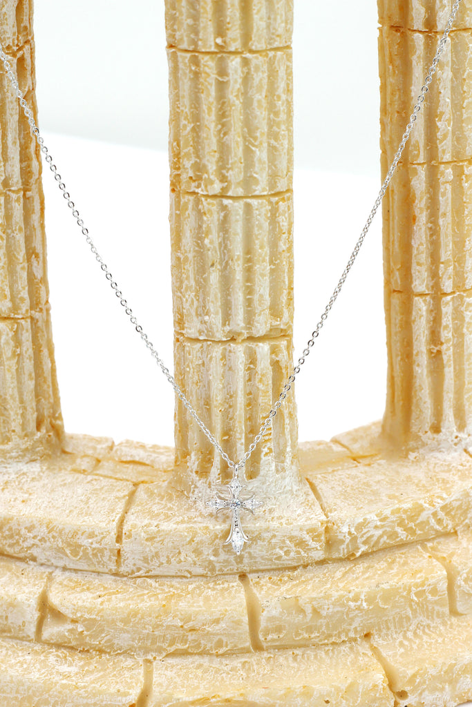 shiny cross crystal necklace bracelet set