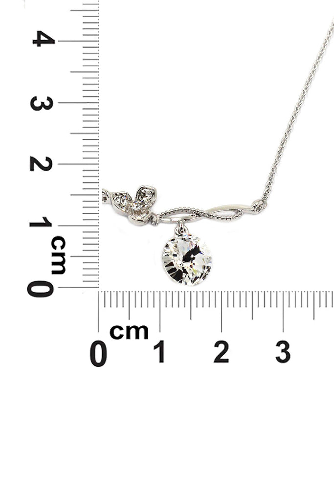 lovely flower crystal pendant silver necklace