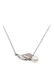 fashion wing pearl silver necklace earrings set