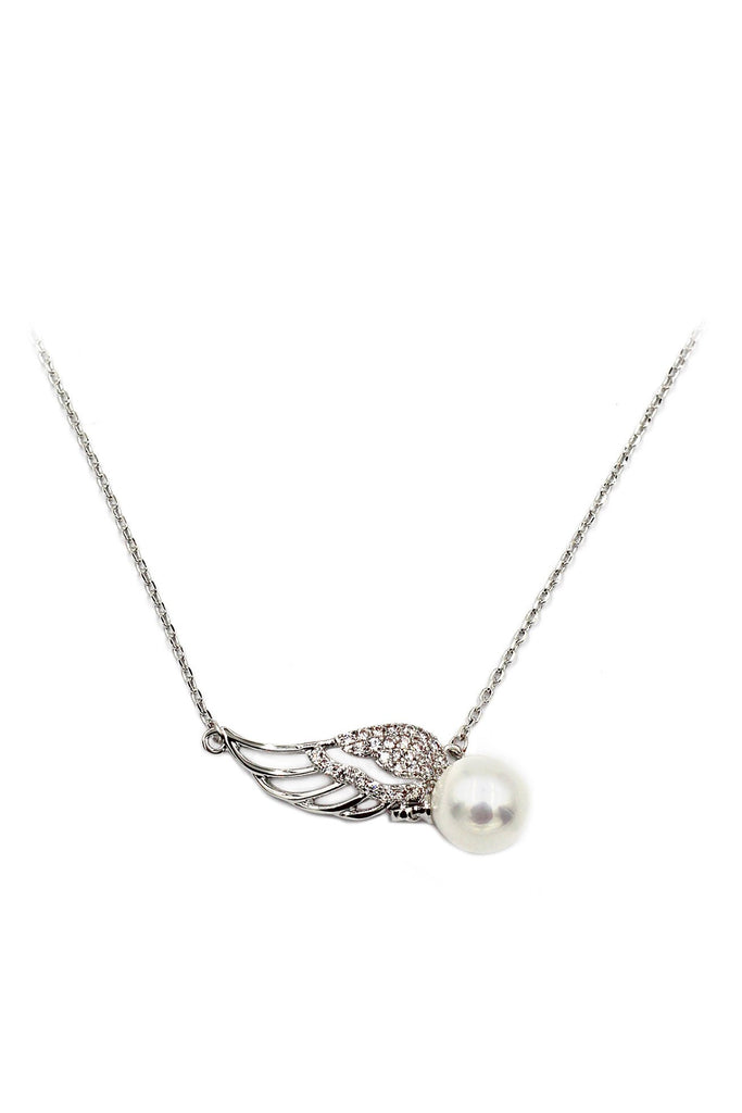 mini wing pearl necklace earring set