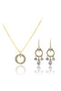 Elegant small circle crystal necklace earrings set