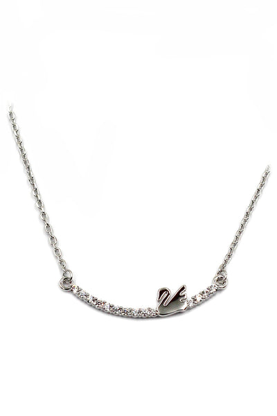 mini swan crystal silver necklace