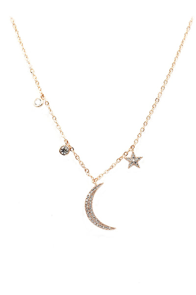 shiny star moon crystal necklace