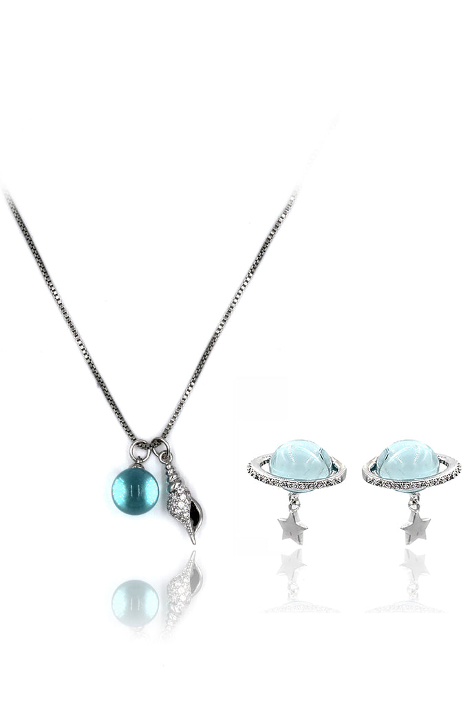 Fashion Dream Planet Necklace Earrings Set