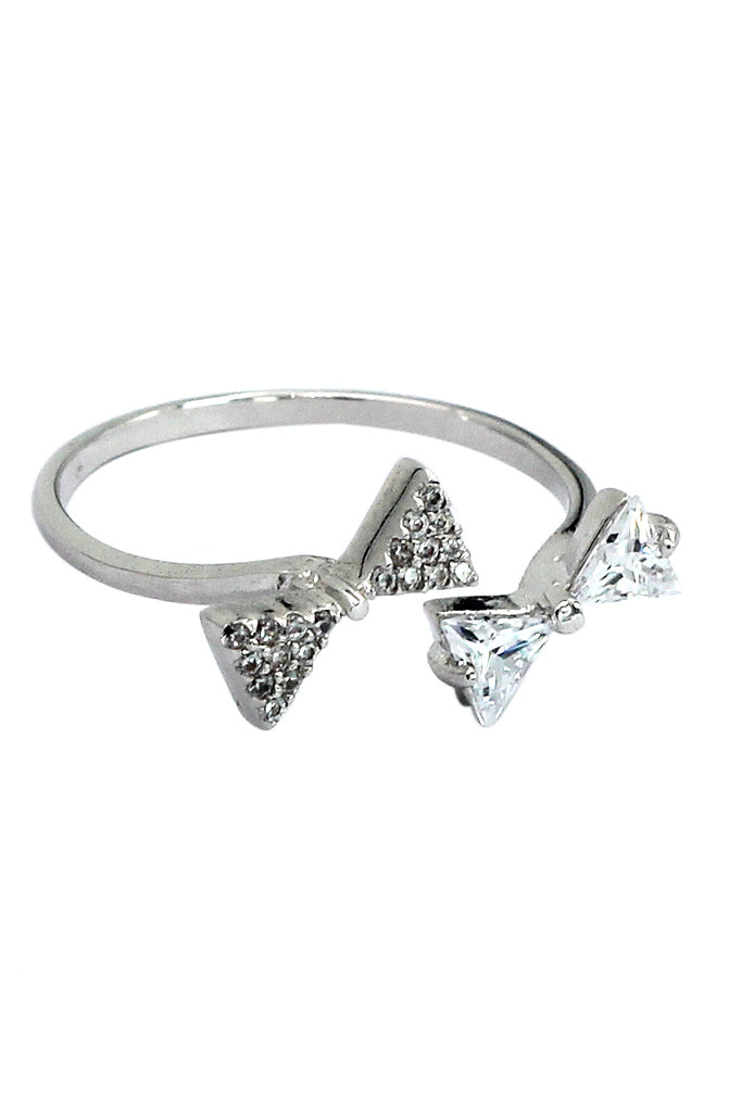 bow open crystal ring