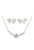 simple rosette crystal and pearl necklace earrings set