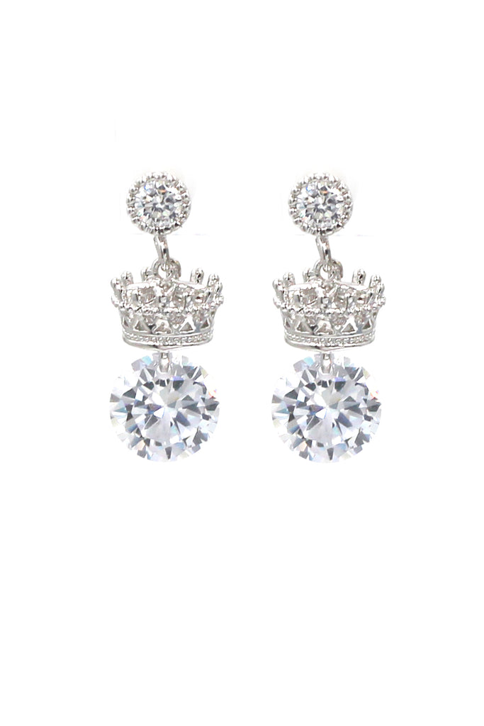 shiny crown crystal earrings