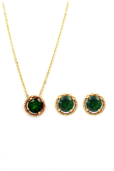 fashion gold four-claw crystal earrings necklace set