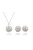 shiny silver earrings necklace crystal set