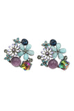 noble blue crystal flower necklace earring set