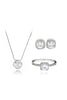 silver small square crystal set