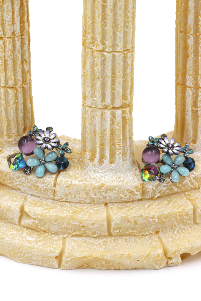 beautiful purple crystal flower earrings