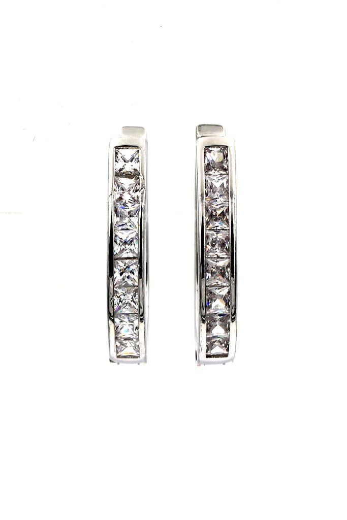 Silver u crystal earrings