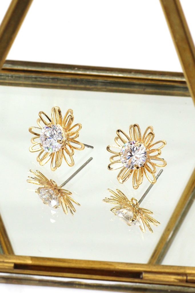 Fashion Daisy Crystal Earrings Necklace Set