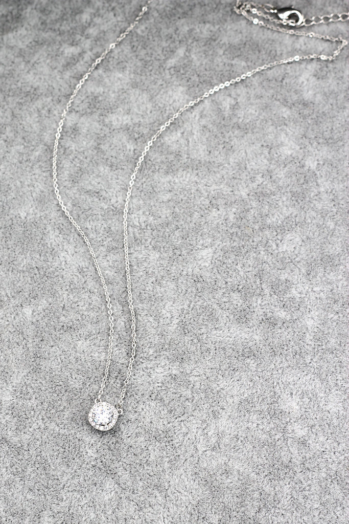 lady silver crystal pendant necklace