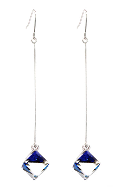 square blue crystal wire earrings