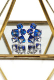fashion blue crystal square earrings necklace set