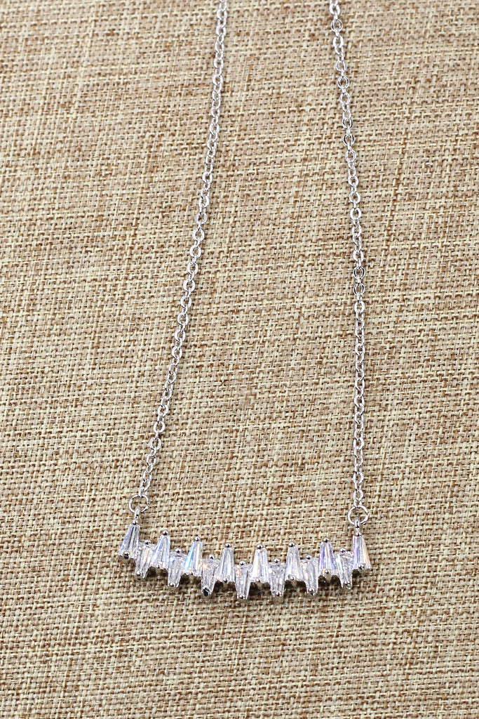 curve crystal silver necklace