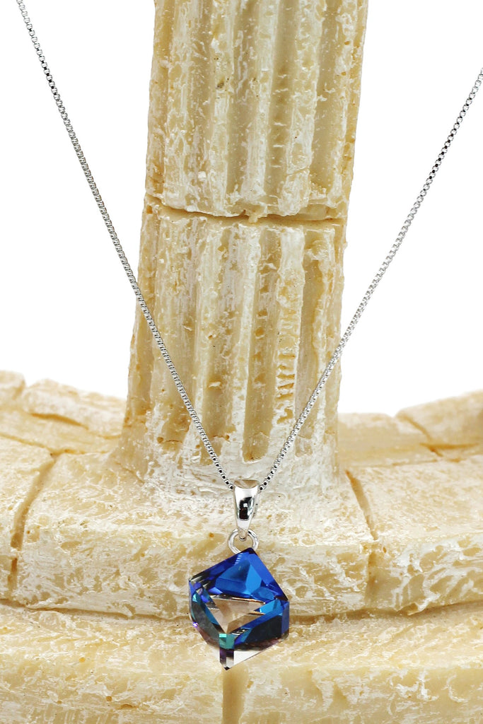 fashion blue necklace earrings crystal set