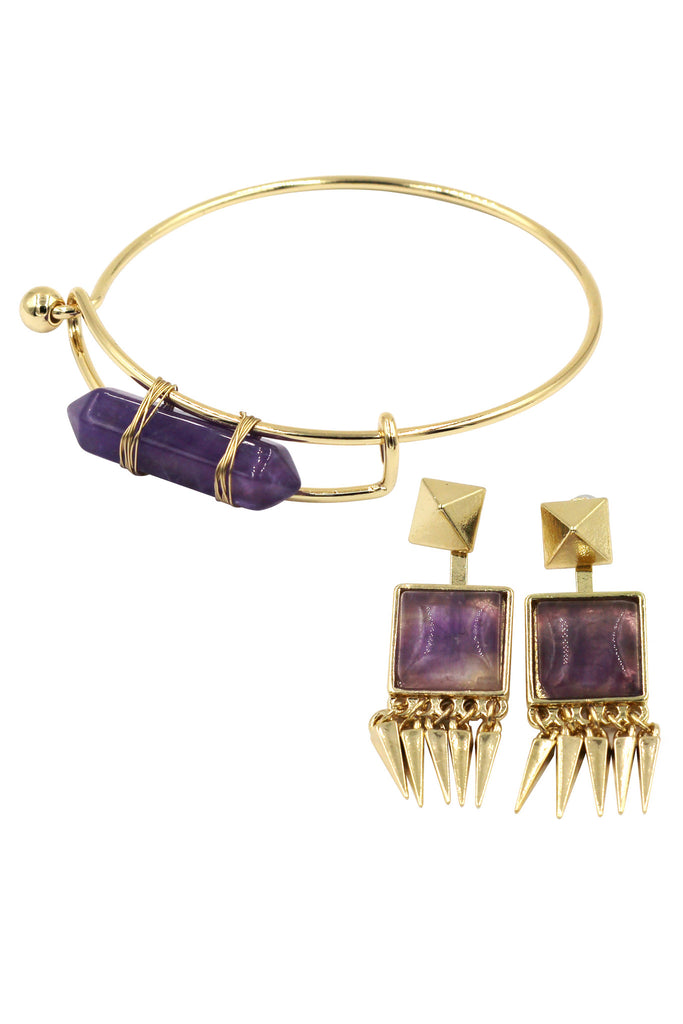 fashion crystal golden bracelet earrings sets