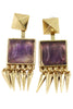 square crystal golden earrings