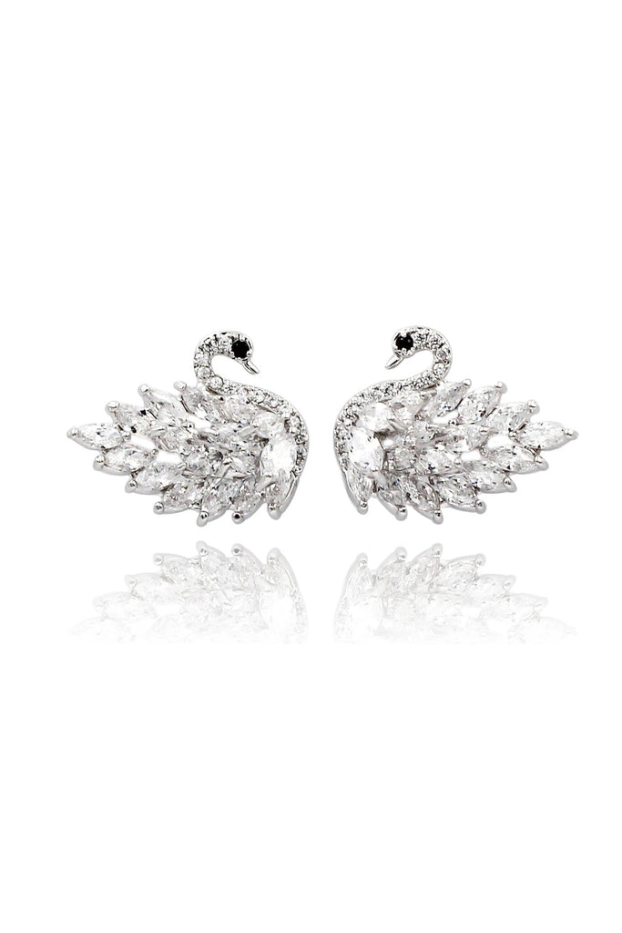 fashion crystal swan ring earring set