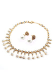 sweet crystal pearl necklace earring set