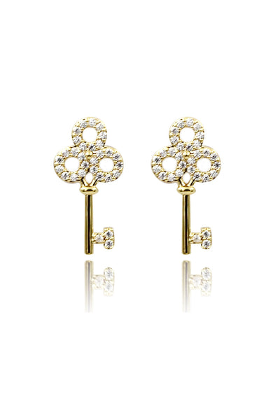 fashion mini crystal key earrings