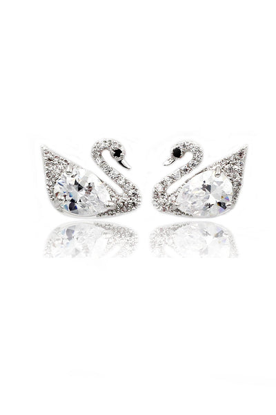 fashion shiny swan crystal earrings