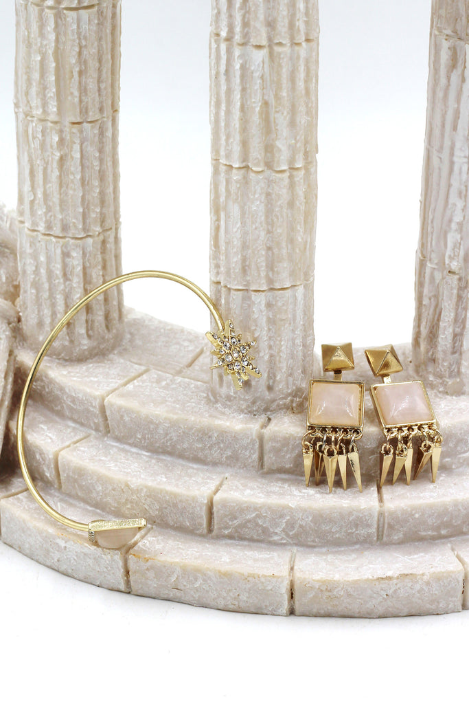 fashion inlaid crystal bracelet earrings golden sets