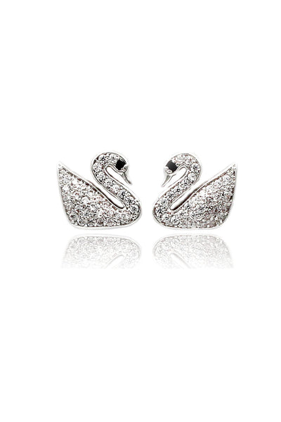 mini crystal swan earrings