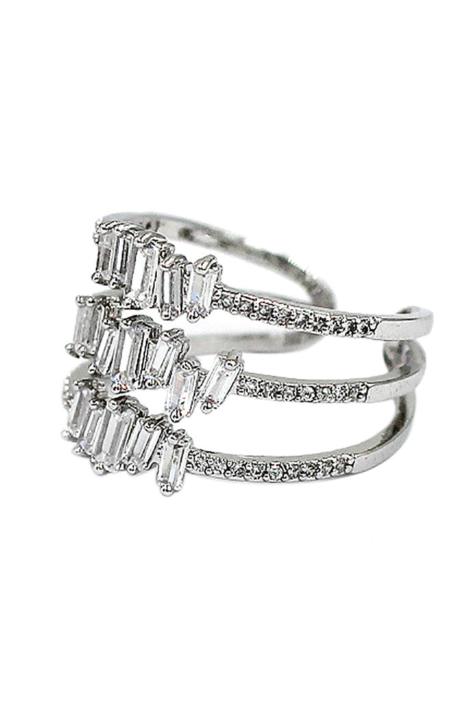 three layers of sparkling crystal ring