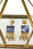 square color stone gold earrings