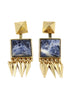 square color stone gold earrings