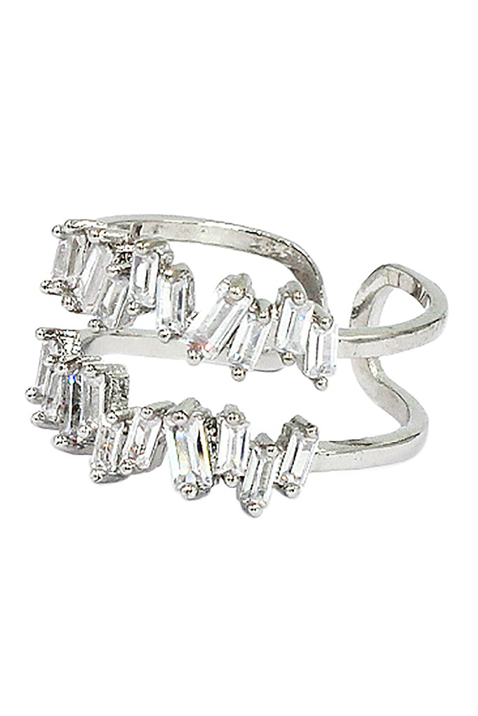 two layers of sparkling crystal silver ring