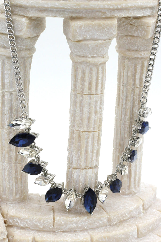 fashion transparent and blue crystal necklace