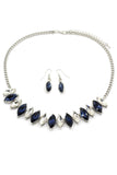 fashion transparent and blue crystal necklace earrings silver sets