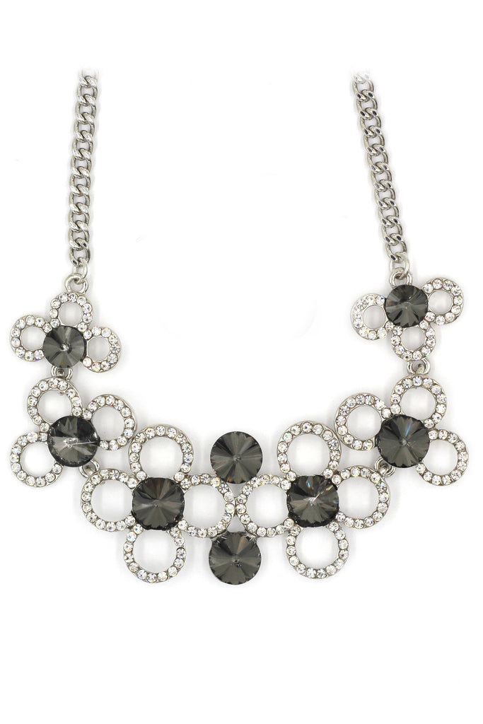 fashion circle flower crystal  necklace earrings sets