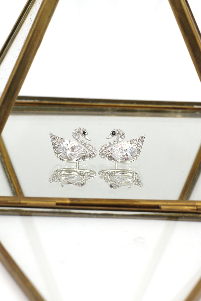 fashion shiny swan crystal necklace earring set