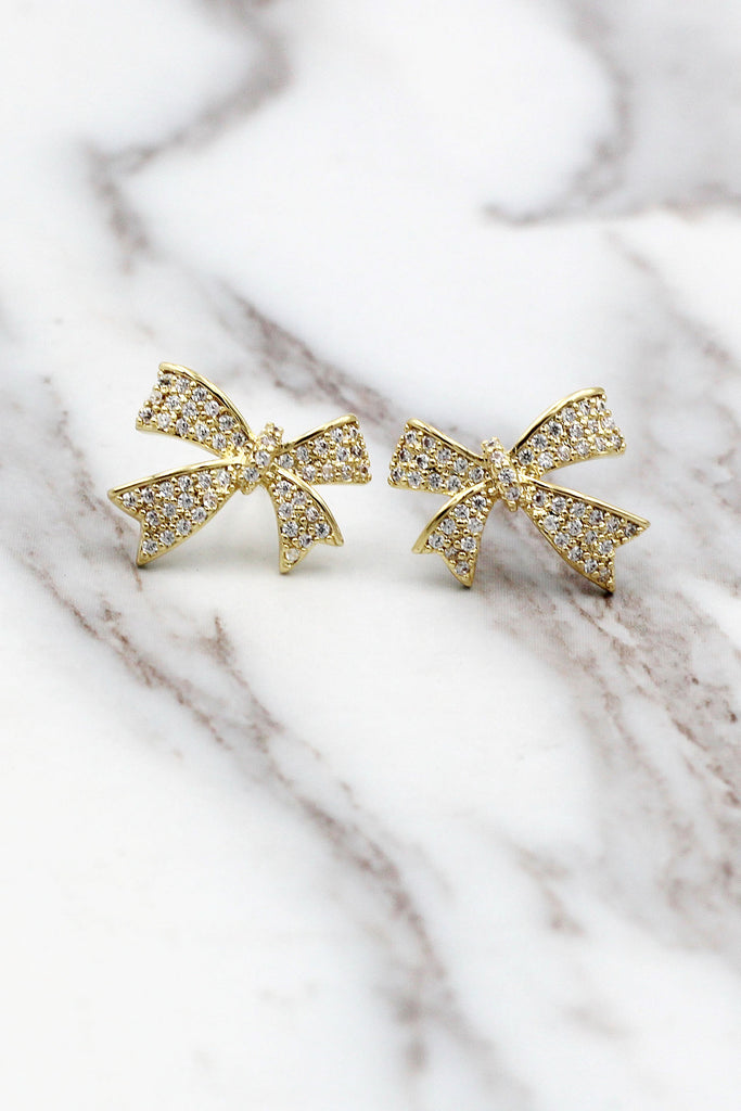 cute crystal bow earrings
