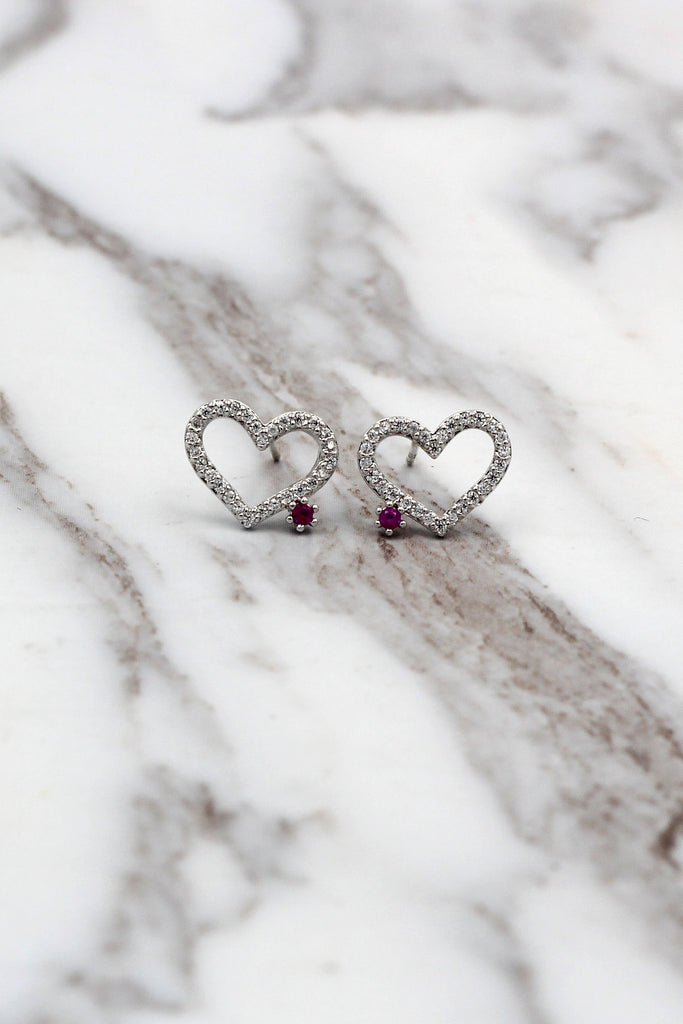 sweet heart love crystal earrings
