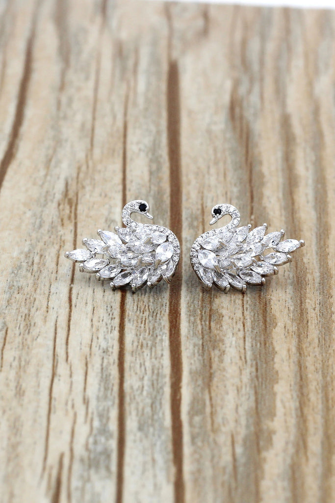 fashion crystal swan ring earring set