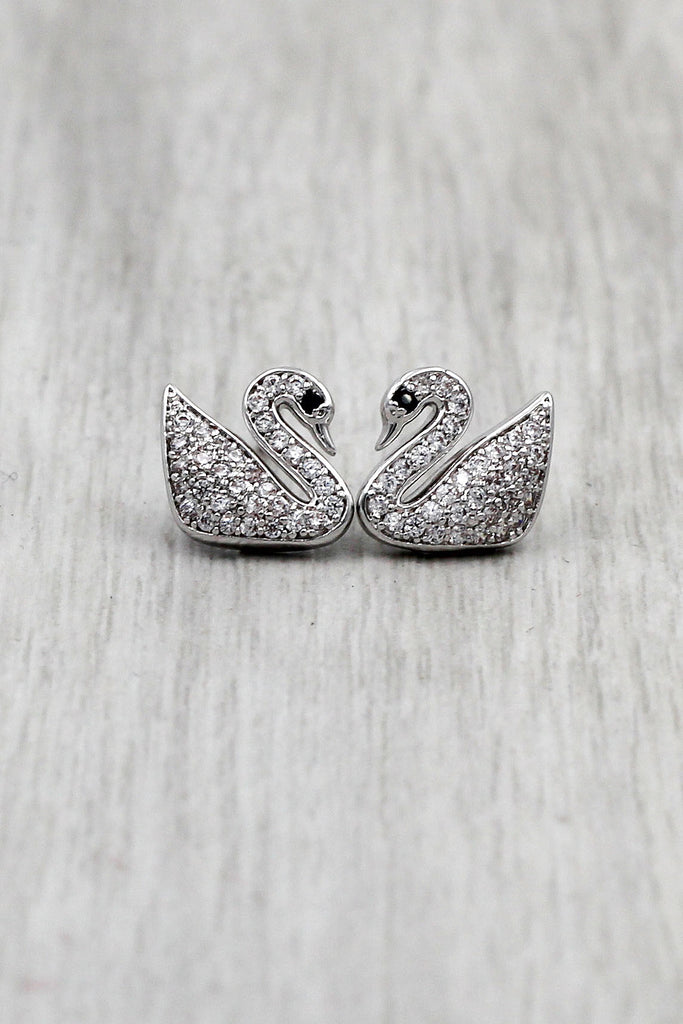 mini crystal swan earrings – Ocean Fashion - Main Image