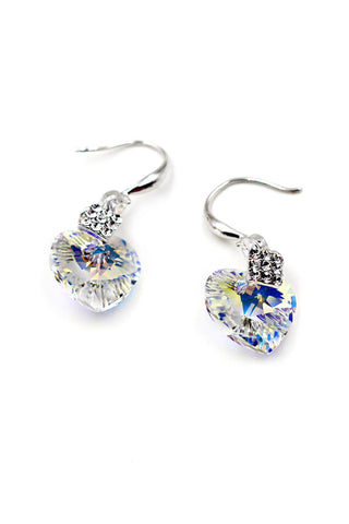 Rose gold love crystal pendant earrings