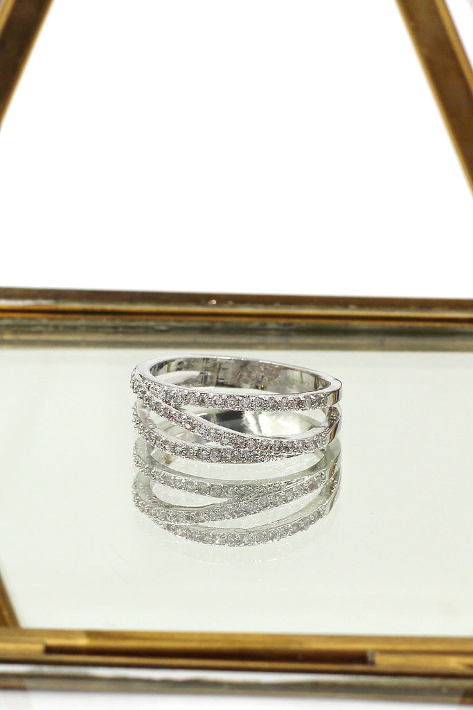 flashing micro crystal silver ring