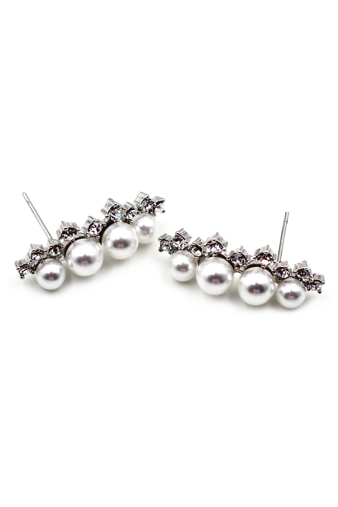 Pearls silver Crystal Earrings