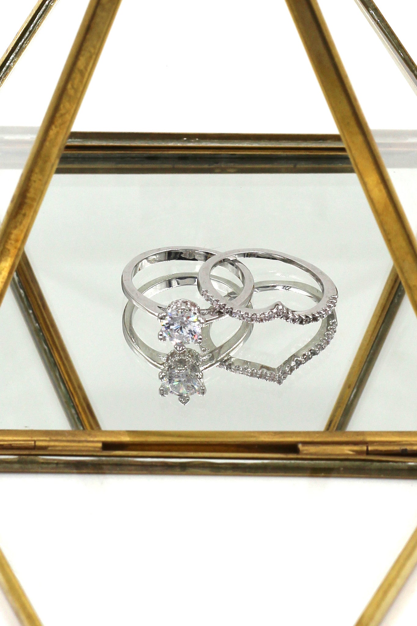 shiny crystal silver both ring – Ocean Fashion
